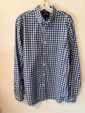 Bonobos Men's Slim Fit Navy and Light Blue Gingham Button-Down Shirt